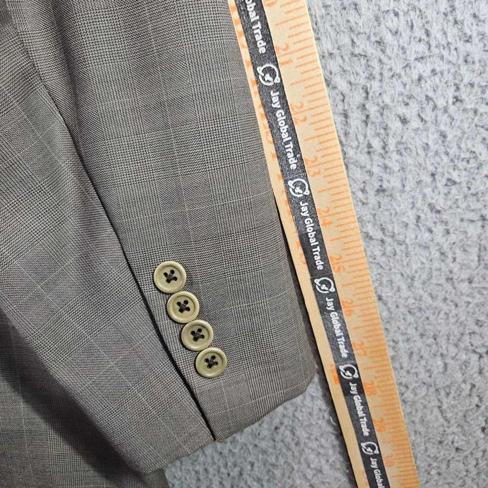 Daniel Cremieux Loro Piana Mens 2pcs Suit 44L 38x30 Pants Grey Plaid Wool 2 Bttn